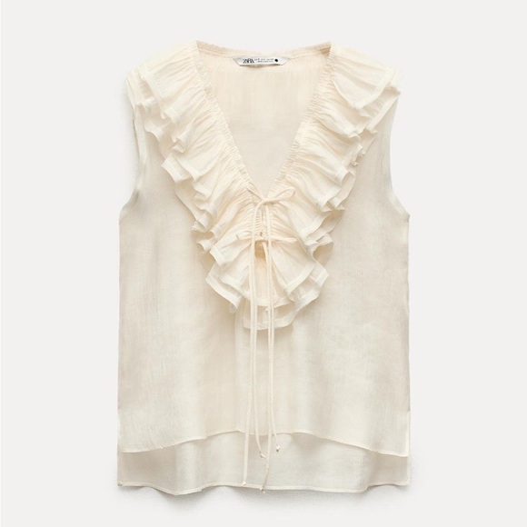 Zara Tops - Zara lace neck blouse size m NWT